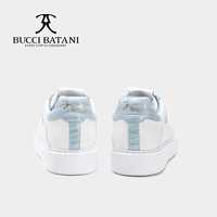 Chaussures décontractées bleu clair en cuir pleine fleur, baskets teintées à la main, à lacets, plateforme