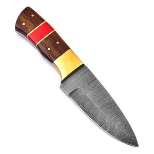 2025 personalizable de acero de Damasco de alto carbono hecho a mano supervivencia Camping bolsillo cuchillo de caza con mango de madera soporte OEM - Product Image 4