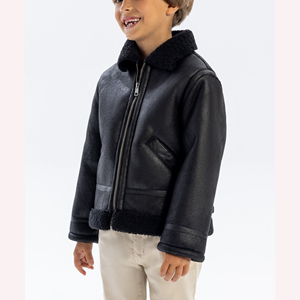 เสื้อแจ็คเก็ตหนังสำหรับเด็กผู้ชายเด็กผู้หญิงเสื้อแจ็กเก็ตหนังสุดเท่มาใหม่ล่าสุดเข้า2026ใส่สบายมีสไตล์ทนทานคอตั้งด้านหน้า - Product Image 4