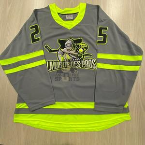 Maillot de hockey sur glace unisexe col en V 100% polyester à séchage rapide respirant avec impression personnalisée ensemble manches longues - Product Image 1