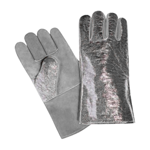 Guantes de cuero dividido de piel de vaca aluminizada de alta resistencia, ignífugos, resistentes a la abrasión, seguridad reflectante para soldadura - Product Image 5