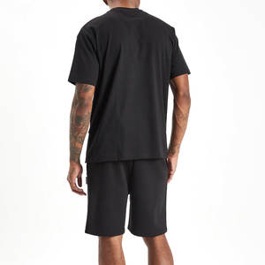 Ensemble short de survêtement unisexe 100% coton T-shirt deux pièces personnalisé de haute qualité imprimé décontracté Style d'été grande taille en velours - Product Image 4