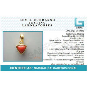 Colgante de Gema Astrológica Triangular de Coral Natural Certificado (Moonga) de 4.25-12.25 Ratti con Engaste de Plata 925, Joyería Fina - Product Image 5