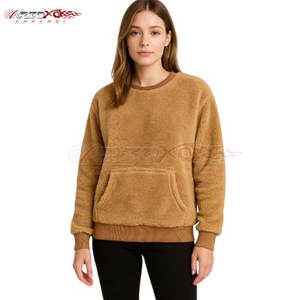 <b>Long</b> Sleeve Sherpa <b>Sweatshirt</b> <b>For</b> <b>Women</b> With Thick Lining And Casual Fit <b>Women</b> Pullover Sherpa Fleece <b>Sweatshirt</b> - Product Image 1