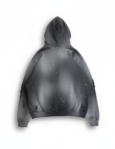 Sudadera con Capucha Extra Grande con Estampado de Logotipo Personalizado, Lavado Ácido, Estilo Urbano Desgastado, con Bolsillo Tipo Canguro - Product Image 2