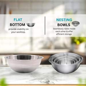 100% bols à mélanger en acier inoxydable de qualité supérieure lave-vaisselle ensemble de cuisine empilable saladier nourriture cuisson fête - Product Image 3