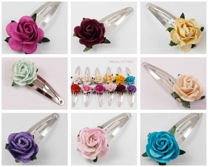 Rose épingle à cheveux femmes accessoire de cheveux coloré pinces à cheveux cadeau pour les filles velours Rose Floral Juda épingles chignon titulaire U épingle vêtements de mariée - Product Image 1