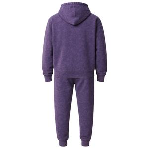 Ensemble de survêtement violet pour hommes, sweat à capuche et joggers à logo personnalisé, survêtement en polaire délavé à l'acide - Product Image 5