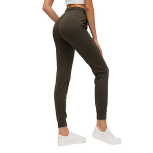 Salopette 100% coton sur mesure unisexe gris sueur ceinture élastique poids lourd coupe ample pantalon pour femme à l'avant plat - Product Image 4