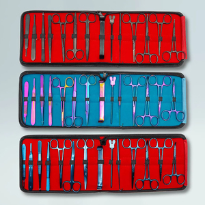 Ensemble de 3 instruments de dissection médicaux complets de qualité A+ en acier inoxydable noir, arc-en-ciel et bleu pour étudiants - Product Image 1