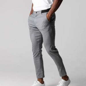 Pantalon de haute qualité personnalisé de haute qualité pour hommes, coupe ajustée, extensible, en nylon, coton, sergé zippé, pantalon de golf chic et formel pour hommes - Product Image 2