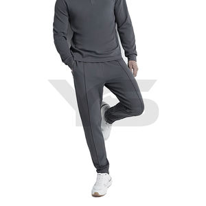 Venta al por mayor precio de fábrica logotipo personalizado 80% CVC mezcla de algodón cintura elástica cordón casual esencial pantalones de chándal para los hombres - Product Image 5