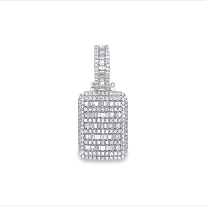 VVS Real Moissanite diamante Mini Baguette perro colgante helado colgante de alta calidad Hip Hop colgante joyería - Product Image 4