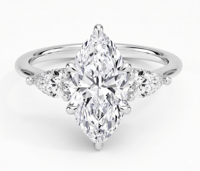 Bague de fiançailles classique à trois pierres avec diamants de laboratoire taille marquise et taille poire, plaquée or 18K 14K pour femme