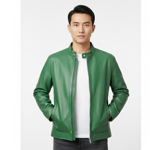 Chaqueta de Motociclista Clásica de Piel de Oveja Genuina para Hombre, Hecha a Mano, de Cuero, Impermeable, Ecológica, Estilo Urbano - Product Image 1