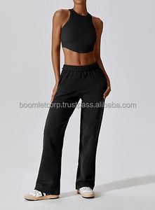 Direct Factory Women's Winter High Quality Breathable Quick Dry Polyester/Cotton Loose Flared Elastic Waist Baggy Jogger <b>Trouser</b> - Product Image 4