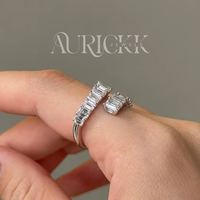 Bague en moissanite taille émeraude plaquée or 14 carats, design minimaliste de luxe, bague à contour dégradé pour fiançailles, mariage, fête, cadeau