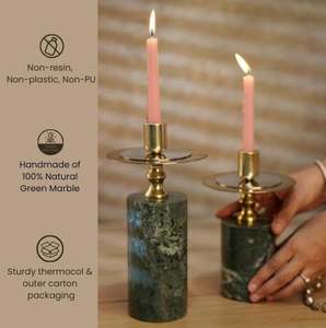 เชิงเทียนโลหะลายหินอ่อนและทองเหลืองชุดตกแต่ง2ชิ้นสำหรับโอกาสพิเศษของตกแต่งในเทศกาล - Product Image 4