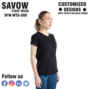 Camisetas de mujer de lona con cuello en V de manga corta transpirable de alta calidad Casual verano Top cómodo uso diario - Product Image 4