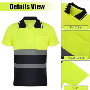 Polos de manga larga de alta visibilidad, poliéster transpirable, ropa de trabajo de seguridad para la construcción, cinta reflectante para entornos de trabajo de seguridad - Product Image 3