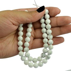 Perles rondes en howlite naturelle de 8 mm pour la fabrication de bijoux, 45-50 pièces, Calme et Patience - Product Image 2