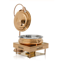 Chauffe-Plat de Luxe Moderne Doré, Plats de Présentation Professionnels sur Mesure pour Hôtels, Décoration, Restauration, Maintien au Chaud des Aliments, Serveur de Buffet Fait Main