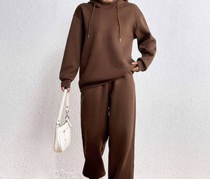 Pull-over à capuche avec logo personnalisé Sweat-shirt à capuche épais pour femmes de grande taille Ensembles de gymnastique Respirant Polaire Jogging Survêtement Imprimer - Product Image 4