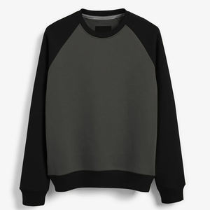 Sudadera Unisex de Cuello Redondo y Manga Raglán, Color Sólido, Tejido de Punto, Corte Regular, Estilo Casual Otoñal, Color Gris y Negro - Product Image 5