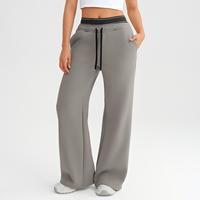 Vractive En gros Pantalon de jogging molletonné pour femme, coupe droite, double taille, décontracté, pour le sport et le streetwear