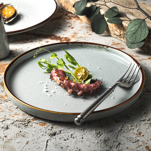 Assiette à dîner unique en céramique plate <span class=keywords><strong>italienne</strong></span>, style japonais, avec glaçure tachetée, en <span class=keywords><strong>porcelaine</strong></span> grise, 7,5/9,5/12 pouces - Product Image 2