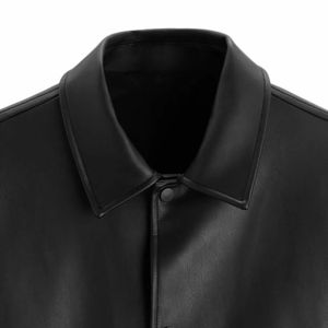 New Fashion Premium Black <b>Leather</b> Bomber Jacket Unisex Design with Classic <b>Shirt</b> Collar High-Quality Craftsmanship - Product Image 5