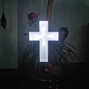 크로스 스테이크 태양 빛 야외 조명 LED 방수 크로스 램프 풍경 빛 교회 묘지 경로 잔디 장식 - Product Image 5