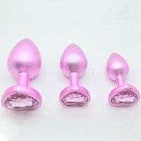 Plug anal en métal rose irisé en forme de cœur, en alliage d'aluminium, étanche, écologique, avec gemme de cristal, jouet sexuel BDSM pour femmes et hommes