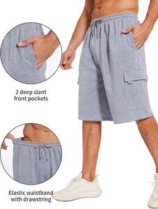 Pantalones cortos de algodón gris sueltos de verano con logotipo personalizado por encima de la rodilla para hombre, pantalones cortos de lana en blanco 2025, pantalones cortos de gimnasio de verano baratos personalizados - Product Image 2