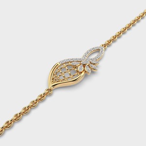 IGI Certified Round Lab Grown Diamond <b>Leaf</b> Motif Chain Bracelet in 14K Yellow / White / Rose Gold - Product Image 5