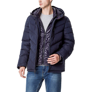 Blouson matelassé léger en toile pour homme avec col montant et logo frontal - Style streetwear d'hiver pour l'école, les voyages et les courses - Product Image 6