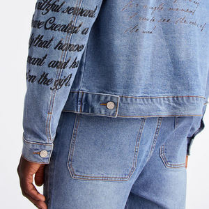 Ensemble veste et pantalon pour homme en jean uni, article frais, nouveau style boutonné, look tendance, ensemble veste et pantalon pour homme - Product Image 5