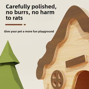 Maisonnette en bois écologique <span class=keywords><strong>pour</strong></span> hamster – Conception solide, nid douillet avec fenêtre de surveillance <span class=keywords><strong>pour</strong></span> petits animaux – Utilisation intérieure et extérieure - Product Image 5