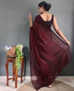 ชุดส่าหรีผ้าชีฟองมอสสำหรับผู้หญิง ดีไซน์เนอร์ พร้อมเสื้อ งานปักลายสวยงาม แบบดั้งเดิม ราคาดีที่สุด ชุดส่าหรีแฟนซีจากบูติกอินเดีย รุ่นพิเศษ - Product Image 5