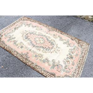 Tapis turc 4x6,8 pieds, tapis en laine Ikat marron - Product Image 1