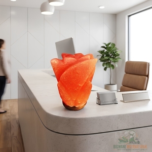 Lámpara de Cristal Rosa Tallada a Mano, Ecológica, con Interruptor de Intensidad y Base de Madera para Decoración de Spa y Hogar - Product Image 2