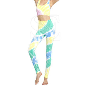 Ensemble de Yoga sans couture respirant pour femmes Tie Dye Print Stretch Fitness combinaison d'exercice avec fermeture à la taille élastique Compatible avec la salle de sport - Product Image 2