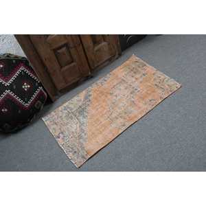 2x3.5 ft Rug, Vintage Turkish Rug, <b>Brown</b> Blue Floral <b>Wool</b> Rug - Product Image 2