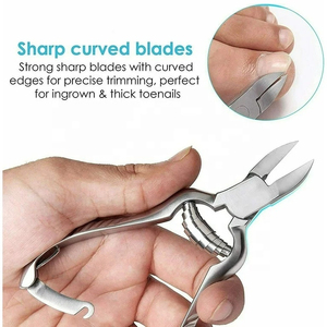 Pinza de uñas profesional de acero inoxidable con hoja curva y apertura de mandíbula ancha para el cuidado de uñas gruesas de dedos y dedos - Product Image 5