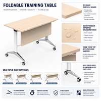 Table de conférence portable en panneau de particules mélaminé E1 de 25 mm avec pieds en alliage d'aluminium, table mobile pliable pour bureau et salle de formation