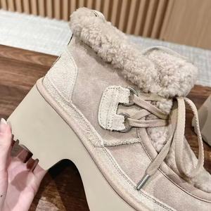 Bottines en fourrure doublées de laine véritable de haute qualité, tendance mode, bottes de neige pour femmes, chaussures de créateur - Product Image 6
