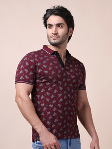 Camiseta elegante a la moda para hombre 100%, Camiseta estampada de corte regular mercerizada para cuello Polo, Media manga, ropa informal cómoda y elegante - Product Image 4