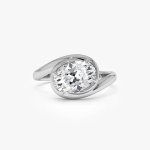Splendid Bypass Oval Shaped Lab Grown Diamond Engagement <b>Ring</b> 1.50 Ct E-F VS 14K Gold For Engagement Party Gift Fine Jewellery - Product Image 3