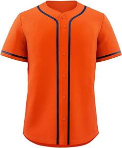Maillot de baseball en gros, manches courtes, boutons, homme et femme, personnalisable, vierge, avec bordure et sublimation - Product Image 1