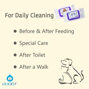 Lingettes humides antibactériennes et désodorisantes pour chiens et chats, 50 lingettes par paquet, sans parfum - Product Image 4